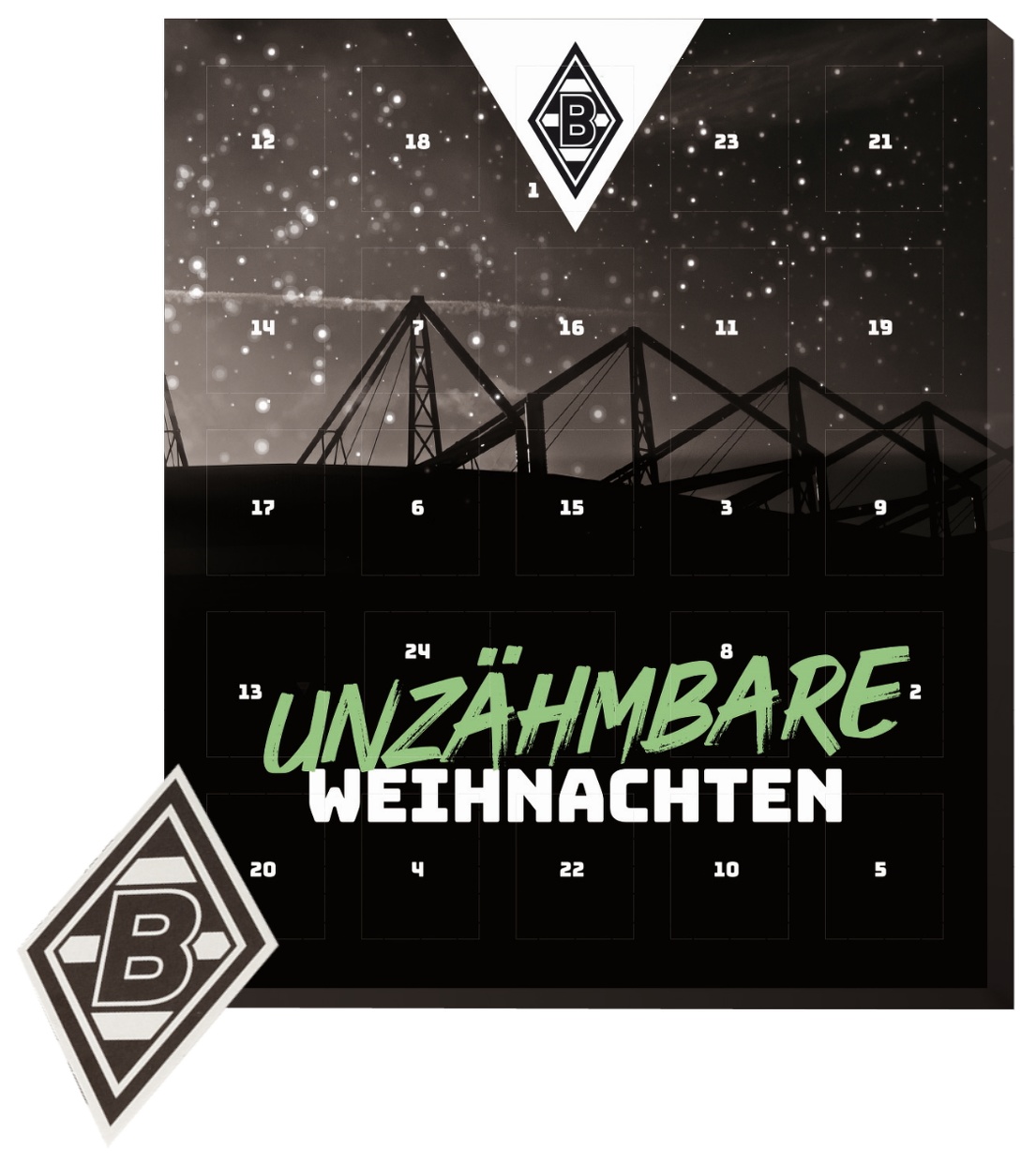 Borussia Mönchengladbach Premium Adventskalender mit Poster Weihnachtskalender + Bierdeckel Raute 1 Stück
