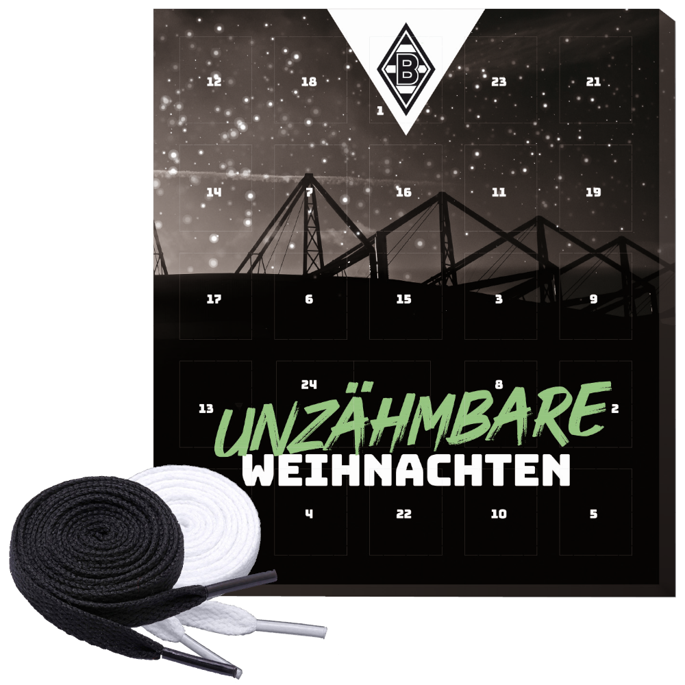 Borussia Mönchengladbach Premium Adventskalender mit Poster Weihnachtskalender + Fan-Schnürsenkel 1#, 2#