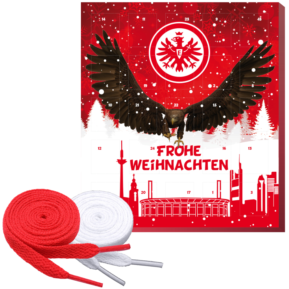 Eintracht Frankfurt Premium Adventskalender mit Poster Weihnachtskalender + Fan-Schnürsenkel 1#, 3#