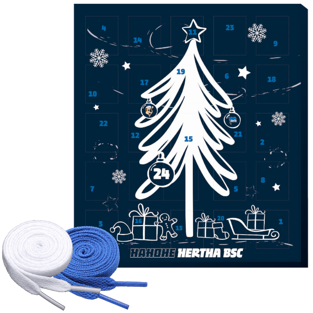 Hertha BSC Premium Adventskalender mit Poster Weihnachtskalender + Fan-Schnürsenkel 1#, 16#