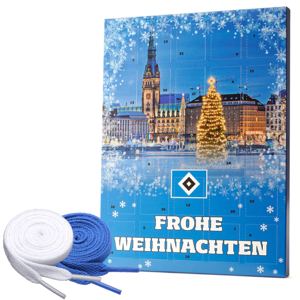Hamburger SV HSV Premium Adventskalender mit Poster Weihnachtskalender + Fan-Schnürsenkel 1#, 16#